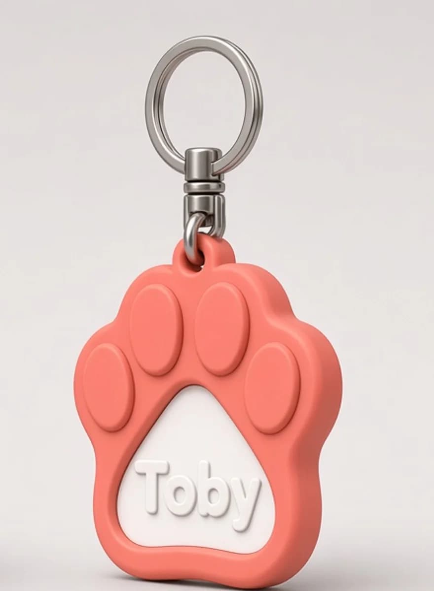 Llavero pata salmón con el nombre Toby